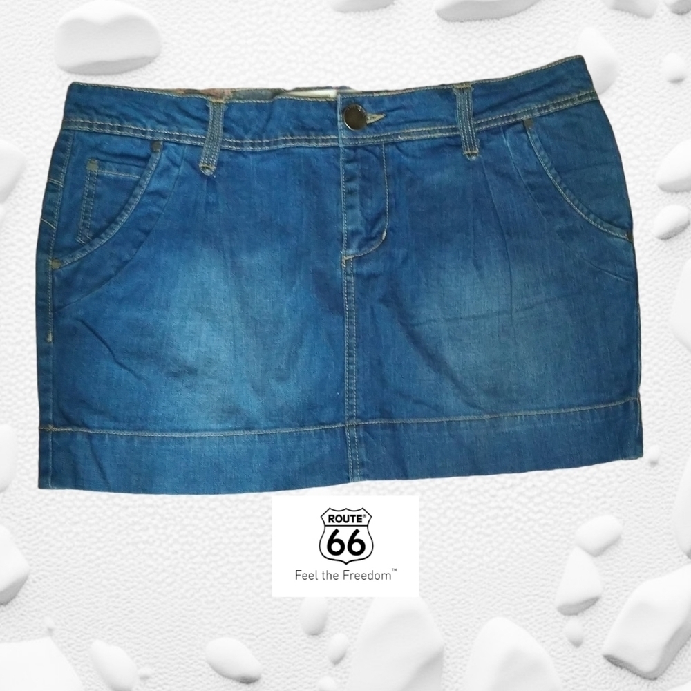 NEW ROUTE 66 Denim Skirt with floral inner waistband size 15/16